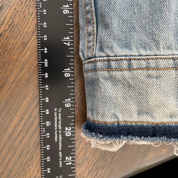 Pink Dolphin Women’s Denim Jacket XL Light Wash Distressed Frayed Hem Streetwear - Picture 15 of 15